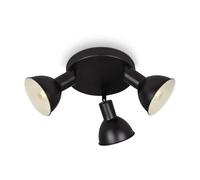 BRILONER - Lampe de plafond rétro 3 spots, plafonnier rétro à 3 lampes, spot de plafond E14, réglable, noir et blanc, 190 x 140 mm, noir/blanc