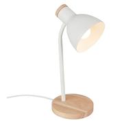 BRILONER - Lampe de table avec interrupteur à fil, orientable, E14, max. 10W, bureau, chevet, salon à poser, lampe à poser, table, 14x38 cm, blanc-bois