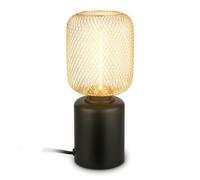 BRILONER - Lampe de table avec treillis métallique, interrupteur à câble, douille E27, lampe de chevet, lampe de bureau, lampe de salon à poser, lampe à poser, lampe table salon, 10 x 25 cm, or