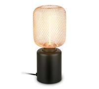 BRILONER - Lampe de table avec treillis métallique, interrupteur à fil, douille E27, lampe de chevet, lampe de bureau, lampe de salon à poser, lampe à poser, 10 x 25 cm, or rose