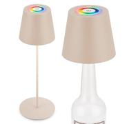 BRILONER - Lampe de table LED 3 en 1 RGBW sans fil IP44 avec Touch, variateur continu, batterie et source lumineuse interchangeables, lampe de chevet, lampe bouteille, lampe LED, lampe à vin, Beige
