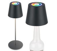 Briloner - Lampe de table LED 3 en 1 RGBW sans fil IP44 avec Touch, variateur continu, batterie et source lumineuse interchangeables, lampe de chevet, lampe bouteille, lampe, lampe à vin, anthracite