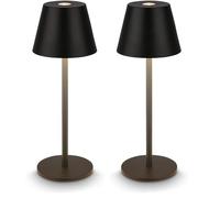 Briloner - Lampe de table sans fil LED IP44 avec fonction tactile, à intensité variable, batterie remplaçable, chevet sans fil, salon à poser, lampe chevet, 6x16 cm, noir (Lot de 2)