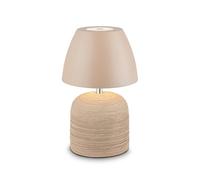 BRILONER - Lampe de table sans fil LED IP44 avec fonction tactile, dimmable, pied en céramique, chevet, salon à poser, bureau, 13,5x22 cm, beige