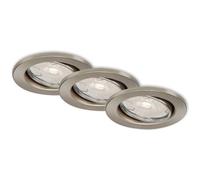 Briloner - Lampe Led Encastrée Leuchten Dimm, 5,5 W, 460 Lm, Ip23, Nickel Mat, Métal, Incl., 3x Gu10, Intensité Lumineuse Variable,Set De 3, 8,6cm