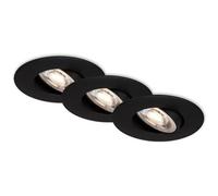 Briloner Leuchten - Luminaires encastrés LED, jeu de 3 lampes encastrées, plafonniers à gradation, module LED pivotant, 5 watts chacun, 460 lumens chacun, 3 000 Kelvin, IP23, noir mat, 90x24 mm (DxH)