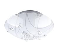 Briloner Leuchten 3291-016 plafonnier, Spots, Lampe Salon, Applique LED, Verre avec Decor, Métal, 12 W, Blanc, 30 x 30 x 11 cm