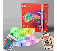 BRILONER Leuchten - Bande LED, bandes LED 5m, autocollant, peut être raccourci, dimmable, incl. télécommande, WIFI, app control, Amazon ECHO, fonction de changement de couleur, blanc, 5.000x10x3mm