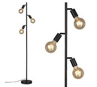 BRILONER Leuchten - Lampadaire, Lampadaire orientable, 3x E27, incl. interrupteur de câble, rétro, vintage, noir, 220x1.600mm (DxH), 1387-035