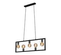 Briloner Leuchten Lampe à suspendre, Lampe à suspendre rétro, Lampe à suspendre vintage, 5x E27, max. 40 watts, Lampe de salle à manger, métal, noir, 980x1500mm (LxH)