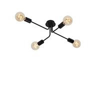 BRILONER Leuchten - Lampe de plafond 4-flamme, plafonnier, rétro, vintage, 4x E27 - max. 60 Watt, métal, noir, 660x445x185mm (Lxlxh)