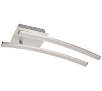 Briloner Leuchten Lampe de plafond LED -2 barres lumineuses courbées 2 x 6W -Lumière blanche chaude - Couleur gris aluminium
