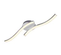 Briloner Leuchten Lampe de plafond LED - 2 barres lumineuses en forme de vague 2 x 6W - Lumière blanche chaude - Couleur gris aluminium