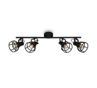 Briloner Leuchten lampe de plafond rétro avec abat-jour grillagé, plafonnier vintage à 4 flammes, douille E14 max. 25 watts, abat-jour réglable, spot de plafond rustique en acier, noir 2669-045