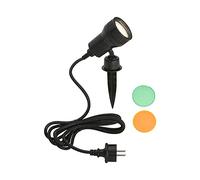 BRILONER Leuchten - Lampe d'extérieur, lampe d'allée, LED GU10 3W 250lm, in iltre de couleur orange, vert, tête pivotante et orientable, in ble d'alimentation de 2,0m, IP44, noir