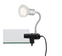 Briloner Leuchten - Lampe LED à pince, lampe à pince avec interrupteur à câble, bras flexible, 1x LED/GU10, 3 watts, 250 lumens, 3000 kelvins, blanc-titane
