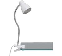 Briloner Leuchten Lampe LED de bureau à pince avec interrupteur marche/arrêt sur le câble 3,5 W 200 lm Lumière blanche chaude Bras flexible Blanc 28,5 x 15,5 cm