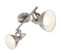 Briloner Leuchten Lampe plafonnier avec 2 spots pivotants et orientables dans un design rétro vintage - Douille E14, 40w max. - Coloris satin & blanc, Satiné