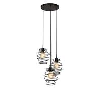Briloner Leuchten Lampes suspension, lampe suspension 3 flammes, lampe suspension rétro/vintage, Acier noir, 3x E27, max. 60 Watt, noir, 425x1300mm (épaisseur (E)xH)