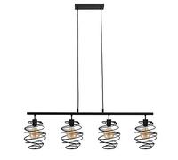 Briloner Leuchten Lampes suspension, lampe suspension 4 flammes, lampe suspension rétro/vintage, Acier noir, 4x E27, max. 60 Watt, 1110x210x1300mm (LxLxH)