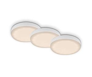 BRILONER Leuchten - Lot de 3 lampes LED à encastrer pour salle de bain sans cadre, spots à encastrer LED pour salle de bain IP44, température de couleur blanc chaud, 3W, 350 lm, 75 mm, blanc