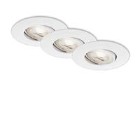 Briloner Leuchten - Luminaire LED, set de 3 lampes de plafond, module LED pivotable, 5 Watt par lampe, 460 Lumen par lampe, 3.000 Kelvin, IP23, blanc, 90x24mm (DxH)