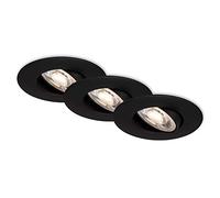 Briloner Leuchten - Luminaires encastrés LED, jeu de 3 lampes encastrées, plafonniers à gradation, module LED pivotant, 5 watts chacun, 460 lumens chacun, 3 000 Kelvin, IP23, noir mat, 90x24 mm (DxH)