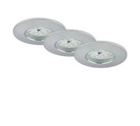 Briloner Leuchten - Luminaires encastrés LED, lot de 3, plafonniers à gradation, 6,5 watts chacun, 570 lumens chacun, 3 000 Kelvin, IP44, couleur aluminium, 75 x 28 mm (D x H)