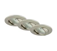 Briloner Leuchten - Luminaires encastrés LED, lot de 3, plafonniers à gradation, module LED pivotant, 5,5 watts chacun, 470 lumens chacun, 3 000 Kelvin, IP23, en nickel mat, 82 x 28 mm (D x H)