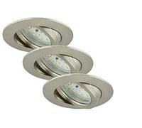 Briloner Leuchten - Luminaires encastrés LED, lot de 3, plafonniers gradables, module LED pivotant, 6,5 watts chacun, 570 lumens chacun, 3 000 Kelvin, IP23, en nickel mat, 82 x 28 mm (D x H)