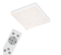 BRILONER Leuchten - Panneau LED, plafonnier à gradation, plafonnier avec bord lumineux, décor étoilé, contrôle de la température de couleur, 15 Watts, 1 600 lumens, blanc, 295x295x61mm (Lxlxh)