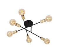 Briloner Leuchten - Plafonnier 6-Spots, Bras Rotatifs, Max. 60 Watt, Ampoules non incluses, Couleur Noir-Or Mat