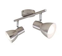 Briloner Leuchten - Plafonnier, Applique à Spots, Orientables et Pivotants, 2x E14, Max. 25 Watt, Rétro, Nickel Mat, 275x80x150mm (Lxlxh)