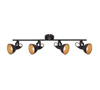 Briloner Leuchten - Plafonnier, lampe à 4 spots, spots pivotants et orientables, rétro/vintage, 4 x E14, 40 watts, métal, noir-doré, 790 x 190 mm (LxH)