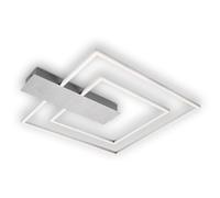 Briloner Leuchten - Plafonnier LED à intensité variable sur 3 niveaux, fonction mémoire, couleur de lumière blanc chaud, plafonnier LED rectangulaire, couleur aluminium, 570x480 mm, 3545-018