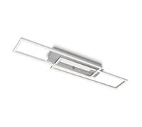 Briloner Leuchten - Plafonnier LED à lumière centrale, couleur de lumière blanc chaud, interrupteur séparé pour plafonnier LED, fonction mémoire, lampe de salon orientable, aluminium brossé 3546-018