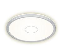 Plafonnier rétro-éclairé LED rond Lampe de couloir argent Lampe de cuisine, rétro-éclairage, 18W 2400lm blanc neutre, DxH 29,3 x 2,8cm