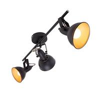 Briloner Leuchten Plafonnier vintage avec 3 spots pivotants en noir & or mat - Douille E14, 40w max. - Idéal pour le salon ou la chambre à coucher