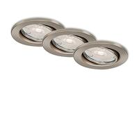 Briloner Leuchten - Spots encastrables LED, lot de 3, plafonniers à intensité variable, module LED orientable, 3x GU10, 5,5 watts chacun, 460 lumens chacun, IP23, nickel mat, 86x70 mm (PxH)