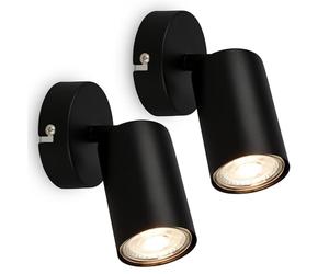 BRILONER - Lot de 2 appliques murales intérieures orientables, douille GU10, max. 9 W, applique murale, applique murale chambre, lampe chambre, appliques, 8 x 15,5 cm, noir
