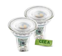 BRILONER - Lot de 2 lampes GU10 en verre, CEE A, 4.7W 850 lm, lumière blanc chaud, ampoule LED éclairage intérieur, réflecteur usage domestique, 50x56 mm