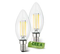 BRILONER - Lot de 2 lampes LED à filament E14, CEE A, 4W 840 lm, lumière blanc chaud, ampoule LED éclairage intérieur, ampoule usage domestique, 35x98 mm