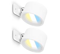 BRILONER - Lot de 2 lampes murales sans fil sans raccordement électrique avec batterie, amovibles magnétiquement, pivotantes à 360 degrés, intensité réglable, CCT, chambre, cuisine, 9x7,5x4cm, blanc