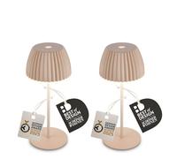 BRILONER - Lot de 2 Riffle Mini lampes de table LED sans fil avec bord lumineux, 8,5 x 20 cm, variateur tactile, lampe de chevet sans fil, salon, extérieur, German Design Award 2025, beige