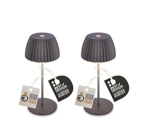 BRILONER - Lot de 2 Riffle Mini lampes de table LED sans fil avec bord lumineux, 8,5 x 20 cm, variateur tactile, lampe de chevet sans fil, salon, extérieur, German Design Award 2025, anthracite
