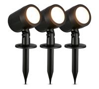 BRILONER - Lot de 3 projecteurs LED d'extérieur avec fiche, protection contre les projections d'eau, couleur de lumière blanc chaud, lampe exterieur, éclairage de jardin, luminaire exterieur