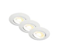 BRILONER - Lot de 3 spots LED encastrables 230V Boîtier 50% recyclé, orientable, Ra90, changement de température de couleur, LED Spot, plat, 68mm de diamètre de trou, 90x24mm (DxH), blanc
