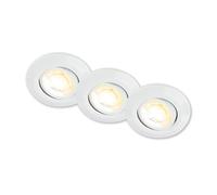 BRILONER - Lot de 3 spots LED encastrables 230V Boîtier 50% recyclé, Variable, Orientable, Ra90, Changement de température de couleur, LED Spot, Plat, 68mm, 90x24mm (DxH), Blanc