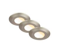 BRILONER - Lot de 3 spots LED encastrables 230V salle de bain Boîtier 50% recy hangement de température de couleur, IP44, Ra90, LED Spot, plat, 90x30mm (DxH), nickel mat