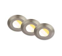 BRILONER - Lot de 3 spots LED encastrables 230V salle de bain Boîtier 50% recy hangement de température de couleur, dimmable, IP44, Ra90, LED Spot, plat, plafond, 68mm, 90x30mm (DxH), nickel mat